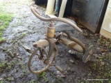 (CARPORT) VINTAGE TRICYCLE; VINTAGE 1930'S CHILDS METAL TRICYCLE- (ROUGH CONDITION- GOOD RESTORATION