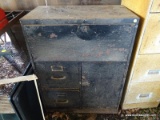 (CARPORT) DESK/FILE COMBO; METAL DROP FRONT DESK WITH 2 FILE DRAWERS AND A DOOR- 29 IN X 1 6 IN X 39