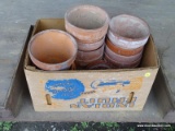 (CARPORT) FLOWER POTS; BOX OF TERRACOTTA FLOWER POTS