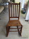 (FRONT PORCH) ROCKER; MAPLE ROCKER WITH WOVEN SEAT- NEEDS SEAT REPLACED- 17 IN X 27 IN X 34 IN