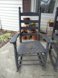 (FRONT PORCH) ROCKER; ONE OF A PR. OF PAINTED PORCH ROCKERS WITH WOVEN SEAT- SEAT NEEDS REPLACING-