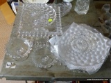 (FRM) LOT OF GLASSWARE ; INCLUDES 3 GLASS 13 IN SERVING TRAYS, FOSTORIA HANDLE SERVING TRAY ,