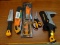 FISKARS LOT; INCLUDES A SET OF GRASS SHEARS, A 14 IN. BIG GRIP GARDEN KNIFE, A POWER TOOTH SAW, A