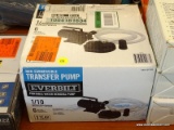 EVERBILT NON-SUBMERSIBLE TRANSFER PUMP; HAS A 1/10 HORSEPOWER MOTOR AND CAN PUMP UP TO 6 GALLONS PER