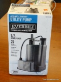 EVERBILT UTILITY PUMP; AUTOMATIC SHUTOFF UTILITY PUMP WITH 1/3 HP AND CAN PUMP UP TO 27 GALLONS PER