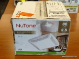NUTONE VENTILATION FAN WITH LIGHT; 80 CFM AND IS WHITE IN COLOR. MADE IN THE USA. MODEL HB80RL. IS