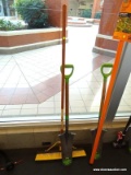 2 PIECE LOT; INCLUDES AN AMES DRAIN SPADE AND AN EVERBILT MULTI-SURFACE PUSH BROOM.