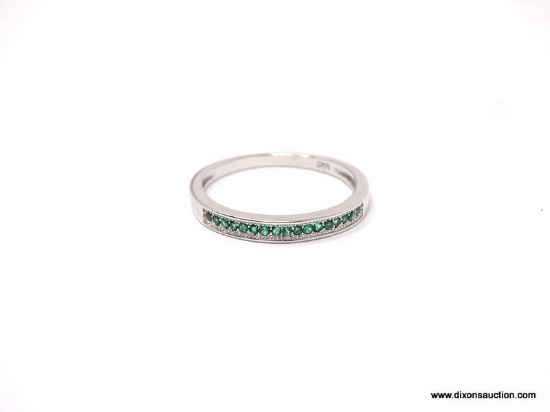 EMERALD PAVE BAND. SIZE 7. NEW HIGH QUALITY STERLING SILVER.