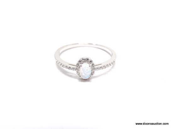 WHITE OPAL AND TOPAZ RING. SIZE 10. NEW HIGH QUALITY STERLING SILVER. NEW HIGH QUALITY STERLING