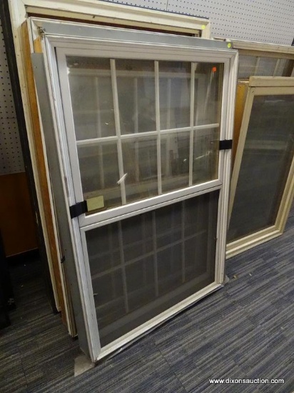 WINDOW; DOUBLE PANED CASED WINDOW IN WHITE. MEASURES 37 IN X 5 IN X 56.5 IN