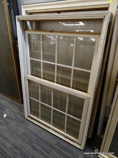 WINDOW; DOUBLE PANED CASED WINDOW IN WHITE. MEASURES 38 IN X 5 IN X 56 IN