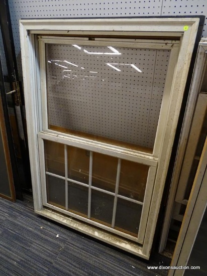 WINDOW; DOUBLE PANED CASED WINDOW IN WHITE. MEASURES 41.5 IN X 6 IN X 60.5 IN