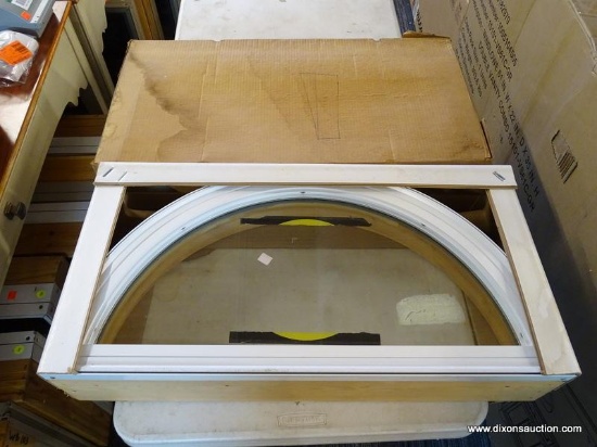 PELLA ARCH WINDOW - WHITE IN COLOR. MEASURES APPROX. 28-1/2"L X 14-1/2"H. SOLD AS IS, WHERE IS, WITH