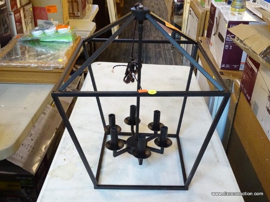 WEYBURN 6-LIGHT CAGED CHANDELIER - BRONZE FINISHED. NO BOX. HOME DEPOT ITEM ##308058163. SOLD AS IS,