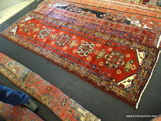 IRAN HAMADAN RUG. MEASURES 3'4" X 8'6".