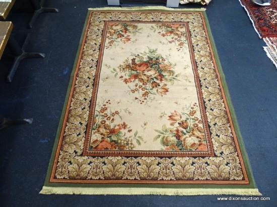 MACHINE MADE FRENCH RUG. MEASURES 5' 4" X 7' 6".