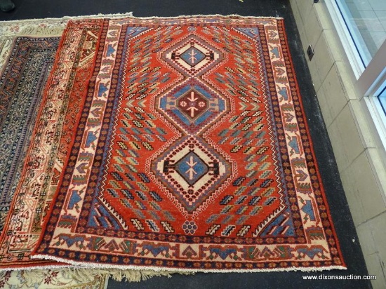 IRAN HAMADAN RUG. MEASURES 4'11" X 6' 8".