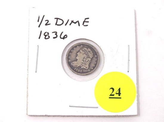 1836 HALF DIME - BUST.