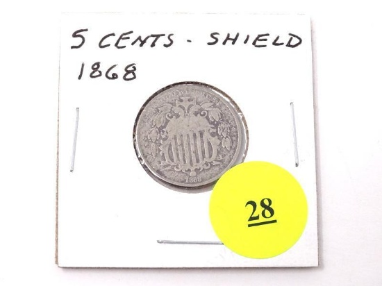 1868 FIVE CENTS - SHIELD.