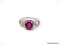 .925 STERLING SILVER 2 CARAT RUBY RING. SIZE 8.