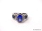 .925 STERLING SILVER LADIES 3 CT SAPPHIRE RING. SIZE 8.