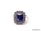 .925 STERLING SILVER LADIES 3CT SAPPHIRE RING. SIZE 8.