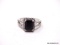 .925 STERLING SILVER LADIES 2 1/4CT BLACK SAPPHIRE RING. SIZE 8 1/2.
