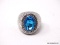 .925 STERLING SILVER LADIES 6 CT BLUE TOPAZ RING. SIZE 8.