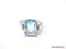 .925 STERLING SILVER LADIES 3 1/2 CT BLUE TOPAZ RING. SIZE 8.
