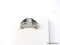 .925 STERLING SILVER LADIES SAPPHIRE GEMSTONE FILIGREE RING. SIZE 8 1/4.