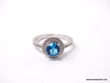 .925 STERLING SILVER LADIES 1 CT BLUE TOPAZ RING. SIZE 9.