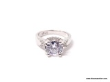 .925 STERLING SILVER LADIES 2 1/2 CT ENGAGEMENT RING. SIZE 7.