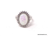 .925 STERLING SILVER LADIES 3 CT OPAL RING. SIZE 8.