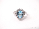 .925 STERLING SILVER LADIES 4 CT BLUE TOPAZ RING. SIZE 8.