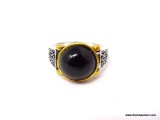 .925 STERLING SILVER BLACK ONYX RING. SIZE 8.