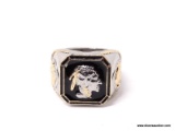 .925 STERLING SILVER UNISEX INDIAN BUFFALO RING. SIZE 10.