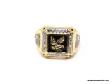 .925 STERLING SILVER MEN'S BLACK ONYX EAGLE RING. SIZE 11 1/2.