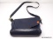 COACH NAVY COLORED LEATHER HANDBAG WITH FRONT FLAP. MEASURES 11