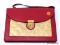 KATE SPADE SATURDAY RED LEATHER ENVELOPE SHOULDER BAG WITH WOVEN DETAILING. MEASURES APPROX 10