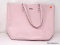 REBECCA MINKOFF PALE PINK LEATHER TOTE BAG WITH STUD DETAILING. MEASURES APPROX. 18