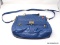 REBECCA MINKOFF BLUE TEXTURIZED HANDBAG. MEASURES APPROX. 15.5