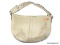 COACH BEIGE LEATHER HANDBAG WITH BUCKLE STRAP. MEASURES APPROX 13