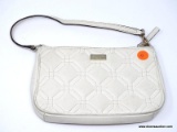 KATE SPADE CREAM COLORED QUILTED LEATHER CLUTCH. MEASURE APPROX. 8