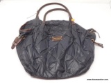 KATE SPADE BLACK QUILTED HANDBAG WITH BROWN LEATHER ACCENTS AND ZIPPER CLOSURE. MEASURES APPROX. 17