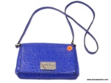 KATE SPADE ROYAL BLUE CROSSBODY WITH GOLD TONE FRONT LATCH. MEASURES APPROX. 8