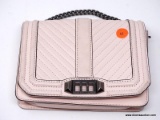 REBECCA MINKOFF PALE PINK CROSSBODY WITH CHAIN STRAP. MISSING FRONT LATCH. MEASURES APPROX. 8