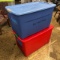 2 LARGE PLASTIC STORAGE BINS WITH LIDS