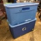 2 LARGE ROLLING PLASTIC STORAGE BINS WITH LIDS