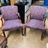 UPHOLSTERED ROLLING ARM CHAIRS