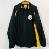 NFL FOOTBALL PITTSBURGH STEELERS FULL ZIP FLEECE JACKET BLACK MENS 2XL